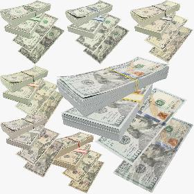 3D Dollars Bills Stacks and Banknotes Mega Collection model